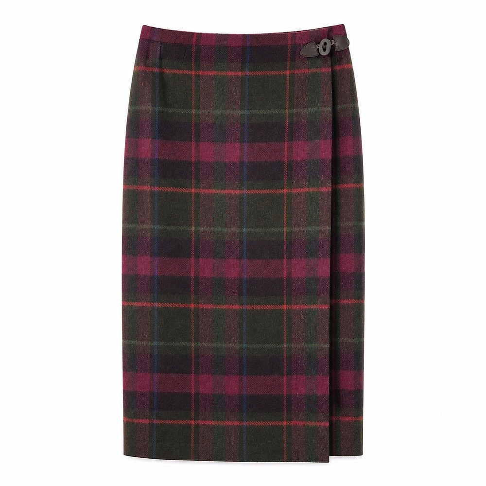 Vintage Talbots Skirt Kilt Sz S/M 28" Waist Wool Plaid Tartan Midi Old Money